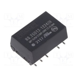 1 pcs x RECOM - R0.25D12-1224/H - Converter: DC/DC, 0.25W, Uin: 10.8÷13.2V, Uout: 24VDC, Uout2: -12VDC