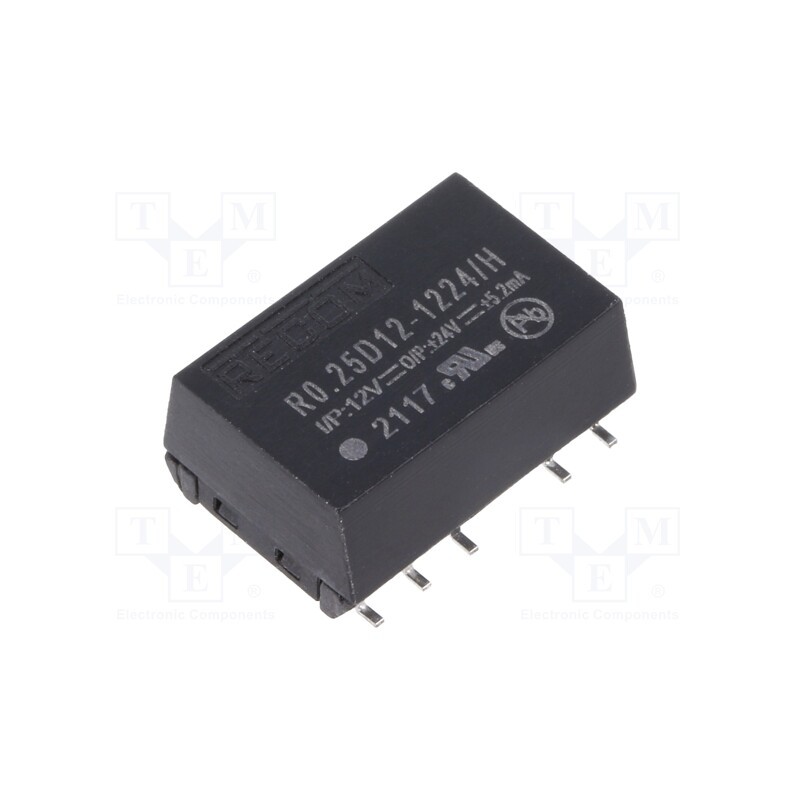 1 pcs x RECOM - R0.25D12-1224/H - Converter: DC/DC, 0.25W, Uin: 10.8÷13.2V, Uout: 24VDC, Uout2: -12VDC