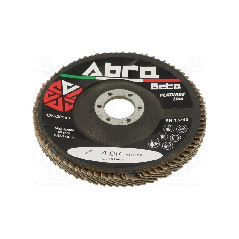 1 pcs x ABRA BETA - 1090404 - Flap grinding wheels, Ø: 125mm, Øhole: 22.23mm, Granularity: 40