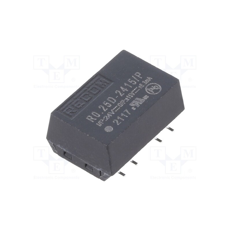 1 pcs x RECOM - R0.25D-2415/P - Converter: DC/DC, 0.25W, Uin: 21.6÷26.4V, Uout: 15VDC, Uout2: -15VDC