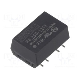 1 pcs x RECOM - R0.25D-1212 - Converter: DC/DC, 0.25W, Uin: 10.8÷13.2V, Uout: 12VDC, Uout2: -12VDC