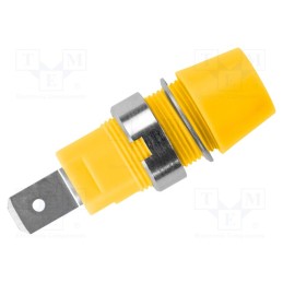 1 pcs x SCHu00dcTZINGER - SAB 7560 NI / GE - Socket, 4mm banana, 32A, 1kV, yellow, nickel plated, screw, 41mm