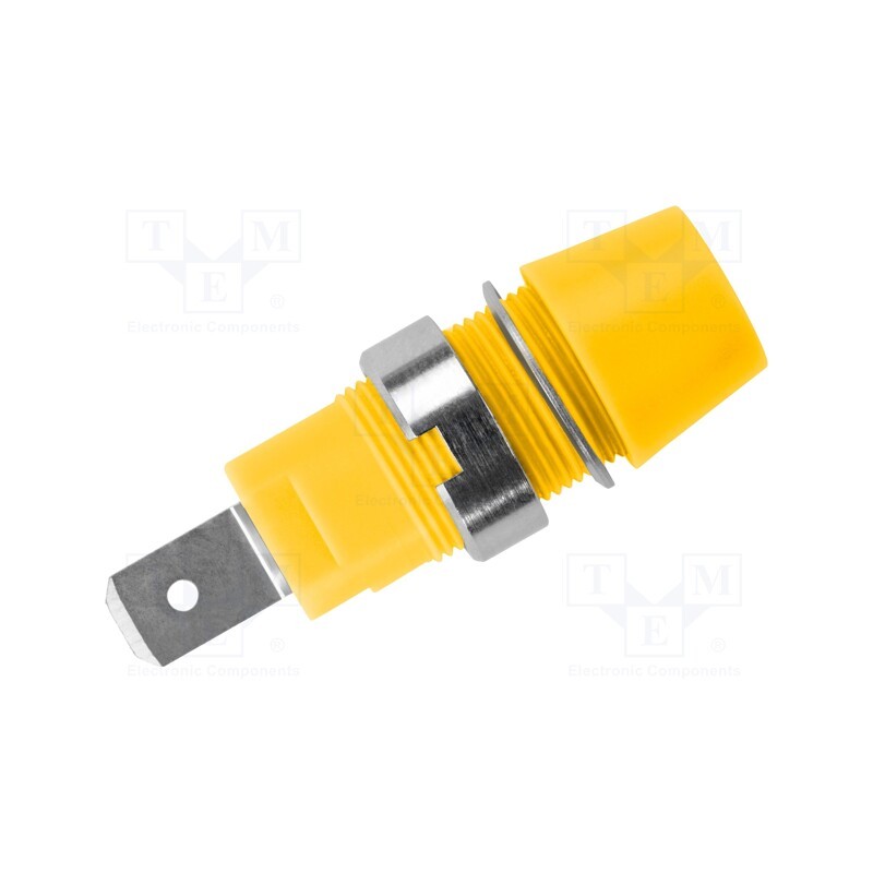 1 pcs x SCHu00dcTZINGER - SAB 7560 NI / GE - Socket, 4mm banana, 32A, 1kV, yellow, nickel plated, screw, 41mm