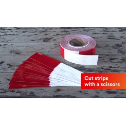 Self-adhesive reflective tape roll 25 meters 25m x 5cm white red
