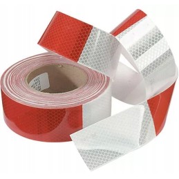 Self-adhesive reflective tape roll 25 meters 25m x 5cm white red