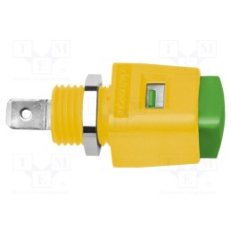 1 pcs x SCHu00dcTZINGER - ESD 498 / GNGE - Laboratory clamp, yellow-green, 70VDC, 16A, screw, nickel, 44mm