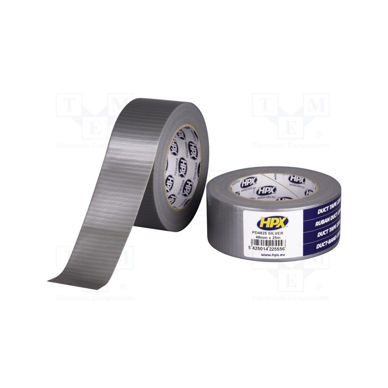 1 rol x HPX - PD4825 - Tape: duct, W: 48mm, L: 25000mm, Thk: 0.2mm, silver, natural rubber