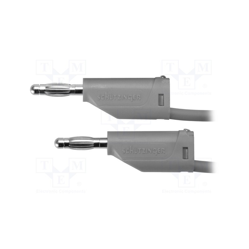 1 pcs x SCHu00dcTZINGER - MFK 15 / 1 / 25 / GR - Test lead, 70VDC, 33VAC, 16A, banana plug 4mm,both sides, grey