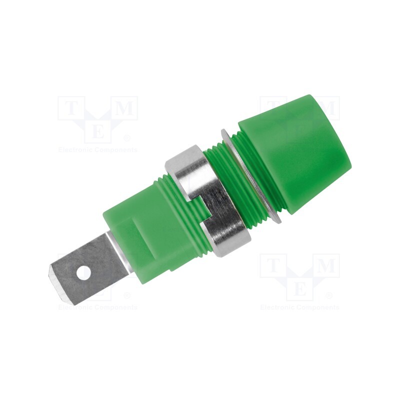 1 pcs x SCHu00dcTZINGER - SAB 7560 NI / GN - Socket, 4mm banana, 32A, 1kV, green, nickel plated, screw, 41mm