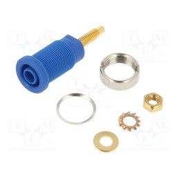 1 pcs x SCHu00dcTZINGER - SEB 6446 AU / BL - Socket, 4mm banana, 32A, 1kV, blue, gold-plated, on panel, 40mm
