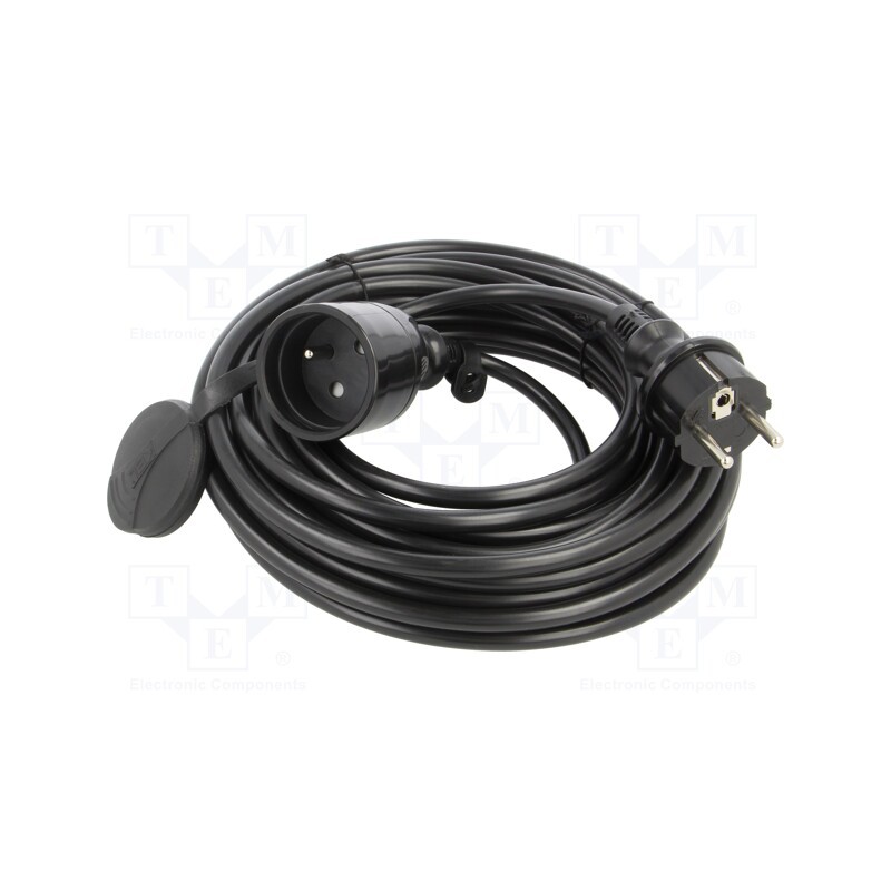 1 pcs x KEL - W-98418 - Extension lead, 3x1.5mm2, Sockets: 1, PVC, black, 10m, 16A, STANDARD