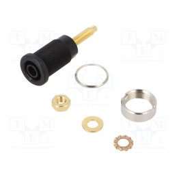 1 pcs x SCHu00dcTZINGER - SEB 6446 AU / SW - Socket, 4mm banana, 32A, 1kV, black, gold-plated, on panel, 40mm