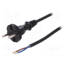 1 pcs x PLASTROL - W-98340 - Cable, 2x1mm2, CEE 7/17 (C) plug,wires, PVC, 3m, black, 16A, 250V