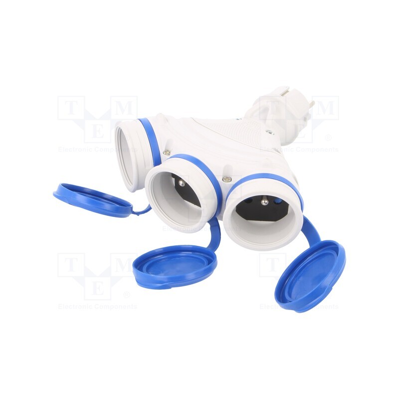 1 pcs x KEL - W-01153 - Power splitter, Sockets: 3, 16A, EXTREM, blue,grey