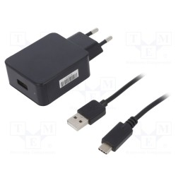 1 pcs x POS - POS05300A-USB-C - Power supply: switched-mode, plug, 5VDC, 3A, 15W, Plug: EU, 76.41%