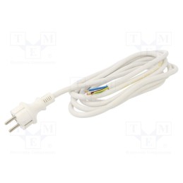 1 pcs x PLASTROL - W-98616 - Cable, 3x2.5mm2, CEE 7/7 (E/F) plug,wires, PVC, 3m, white, 16A