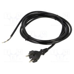 1 pcs x PLASTROL - W-98575 - Cable, 2x1mm2, CEE 7/17 (C) plug,wires, PUR, 3m, black, 10A, 230V