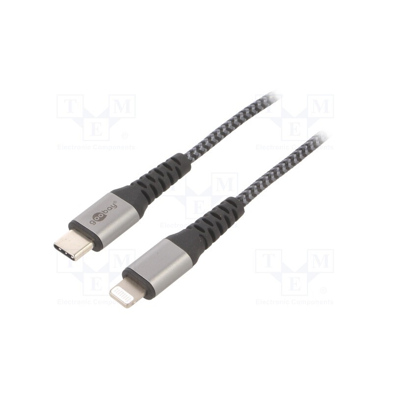 1 pcs x Goobay - 49271 - Cable, USB 2.0, Apple Lightning plug,USB C plug, 1m, black, 87W