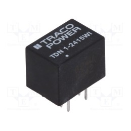 1 pcs x TRACO POWER - TDN 1-2415WI - Converter: DC/DC, 1W, Uin: 9÷36V, Uout: 24VDC, Iout: 45mA, DIP, 100kHz