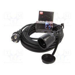 1 pcs x KEL - W-97014 - Extension lead, 3x1mm2, Sockets: 1, rubber, black, 10m, 10A