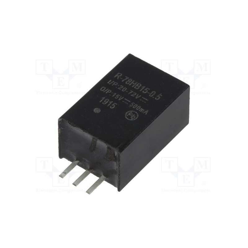 1 pcs x RECOM - R-78HB15-0.5 - Converter: DC/DC, 7.5W, Uin: 20÷72V, Uout: 15VDC, Iout: 0.5A, SIP3