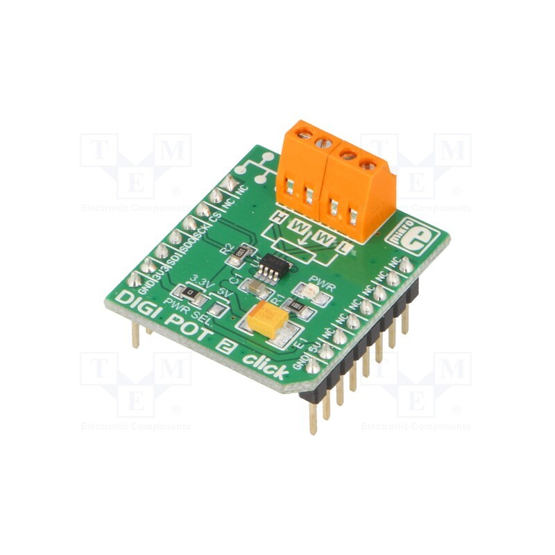 1 pcs x MIKROE - DIGI POT 2 CLICK - Click board, digital potentiometer, SPI, TPL0501, 3.3VDC,5VDC