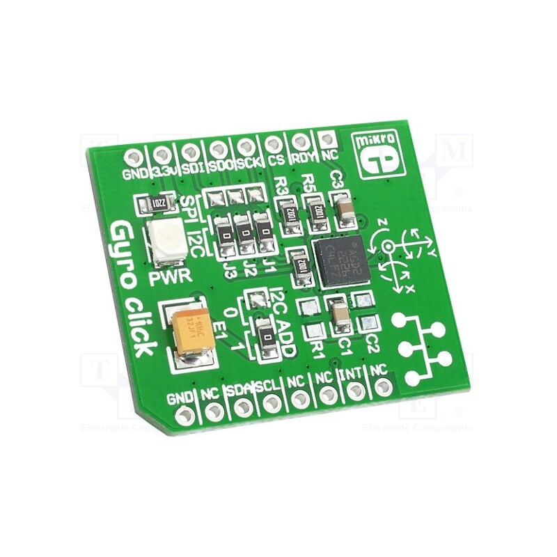 1 pcs x MIKROE - GYRO CLICK - Click board, gyroscope, I2C,SPI, L3GD20, prototype board, 3.3VDC