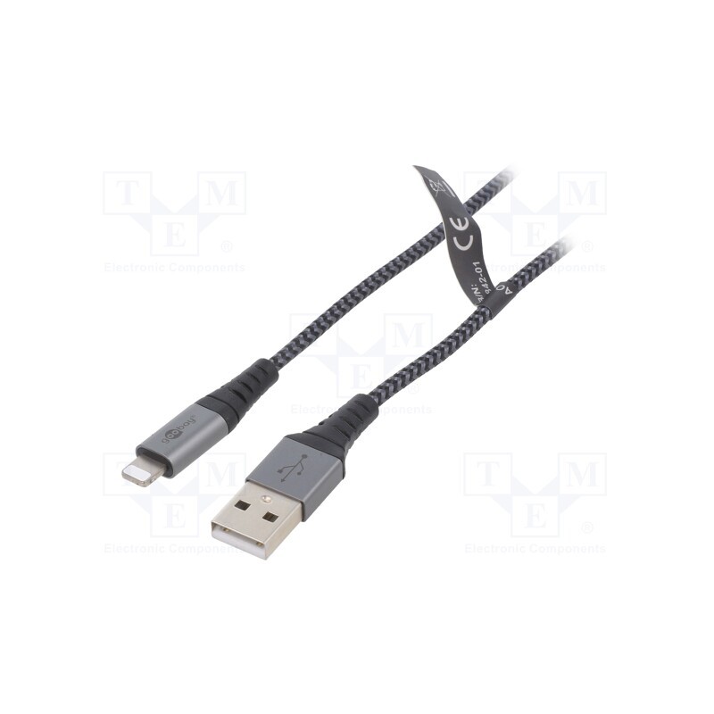1 pcs x Goobay - 49269 - Cable, USB 2.0, Apple Lightning plug,USB A plug, 2m, 480Mbps