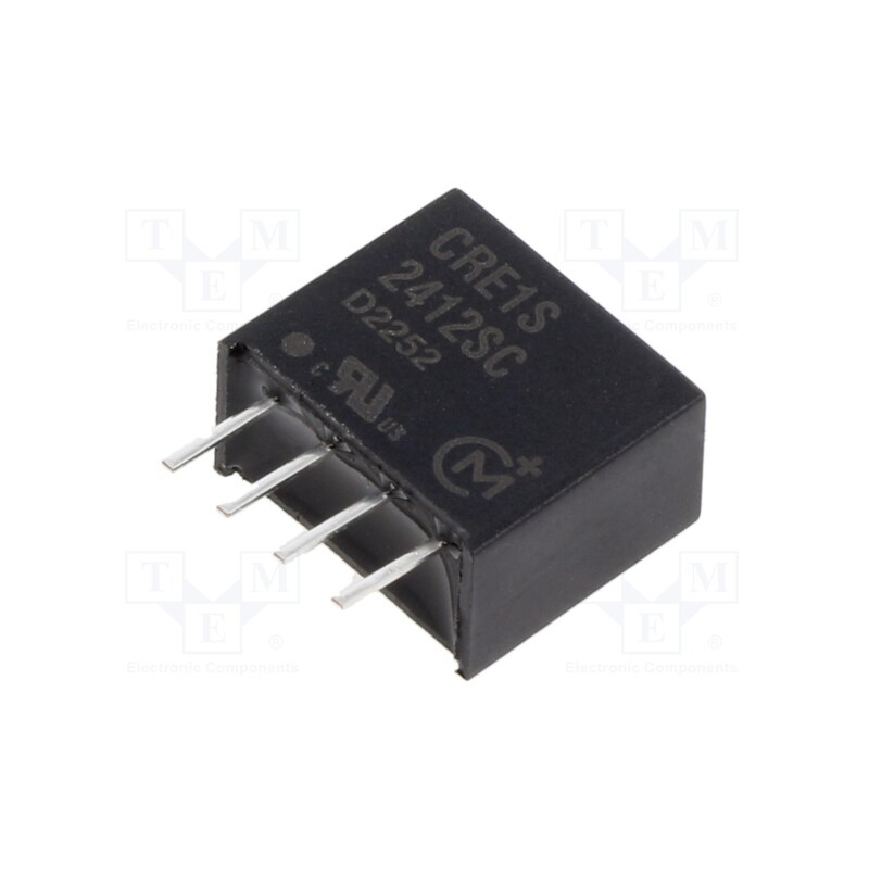 1 pcs x Murata Power Solutions - CRE1S2412SC - Converter: DC/DC, 1W, Uin: 21.6÷26.4V, Uout: 12VDC, Iout: 83mA, SIP