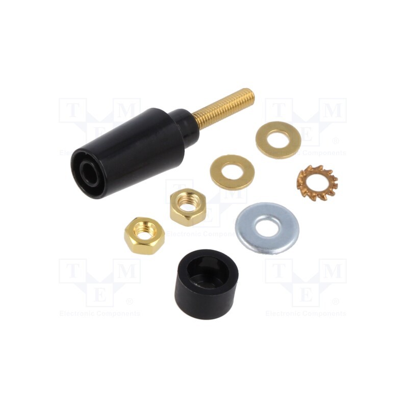 1 pcs x STu00c4UBLI - 23.3050-21 - Socket, 4mm banana, 32A, 1kV, black, gold-plated, insulated