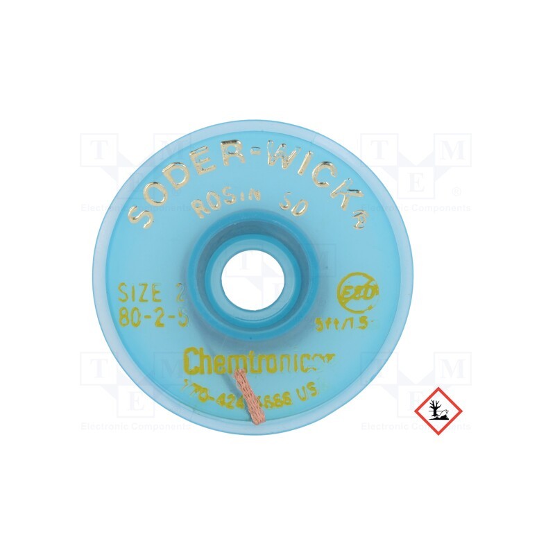 1 rol x CHEMTRONICS - SW80-2-5 - Tape: desoldering, halide-free,rosin,ROL0, W: 1.5mm, L: 1.5m, ESD
