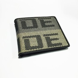 Bride's leather wallet made of racing fabric, yellow and gray