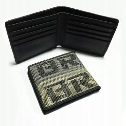 Bride's leather wallet made of racing fabric, yellow and gray