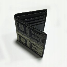 Bride's leather wallet made of racing fabric, yellow and gray