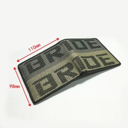 Bride's leather wallet made of racing fabric, yellow and gray