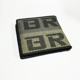 Bride's leather wallet made of racing fabric, yellow and gray