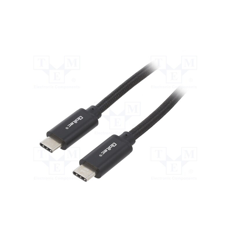 1 pcs x QOLTEC - 52361 - Cable, USB 2.0, USB C plug,both sides, 1m, black, 480Mbps, 240W