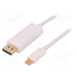 1 pcs x QOLTEC - 50412 - Adapter, DisplayPort 1.2,HDCP,USB 3.1, 1m, white