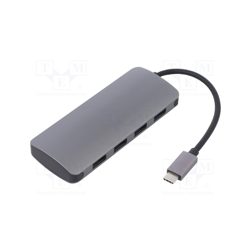 1 pcs x QOLTEC - 50379 - Adapter, USB 3.1, DC socket,USB A socket x4,USB C plug, 0.2m