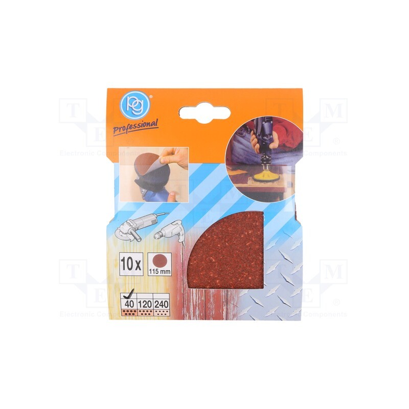 1 pcg x PG PROFESSIONAL - 349 - Sanding plate, Granularity: 40, Mounting: bur, Ø115mm, 10pcs.