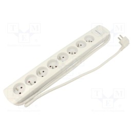 1 pcs x QOLTEC - 50280 - Extension lead, 3x1.5mm2, Sockets: 8, white, 1.8m, 16A