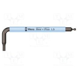 1 pcs x WERA - 5022678001 - Wrench, Hex Plus key,spherical, HEX 1,5mm, Overall len: 50mm