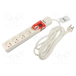 1 pcs x KERG - M02410 - Extension lead, 3x1.5mm2, Sockets: 6, PVC, white, 3m, 16A