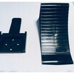 Overrun wheel chock with handle, black plastic