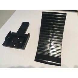 Overrun wheel chock with handle, black plastic