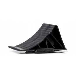 Overrun wheel chock with handle, black plastic