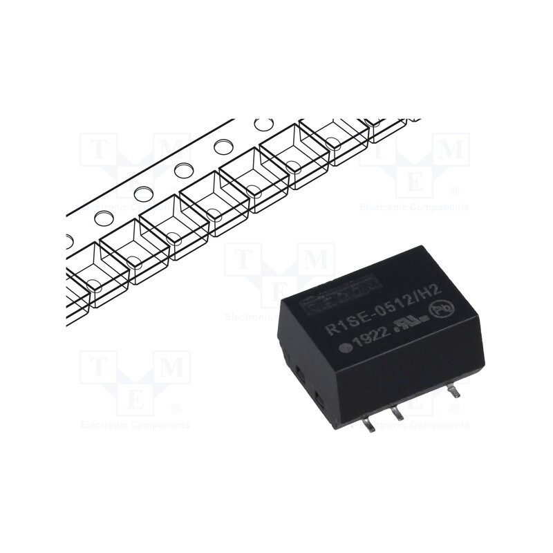 1 pcs x RECOM - R1SE-0512/H2-R - Converter: DC/DC, 1W, Uin: 4.5÷5.5V, Uout: 12VDC, Iout: 84mA, SMD