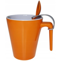 Orange mug with spoon, melamine Brunner, 300 ml