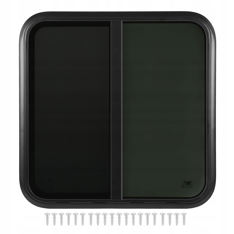 Rv sliding window 800x800 mm black trailer