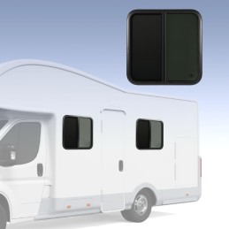 Rv sliding window 800x800 mm black trailer